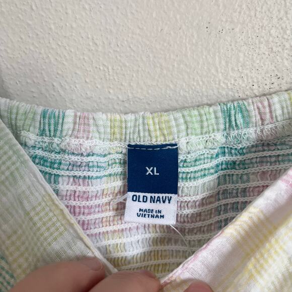 Old Navy Pastel Plaid Puff Sleeve Top Size XL - Picture 4 of 10